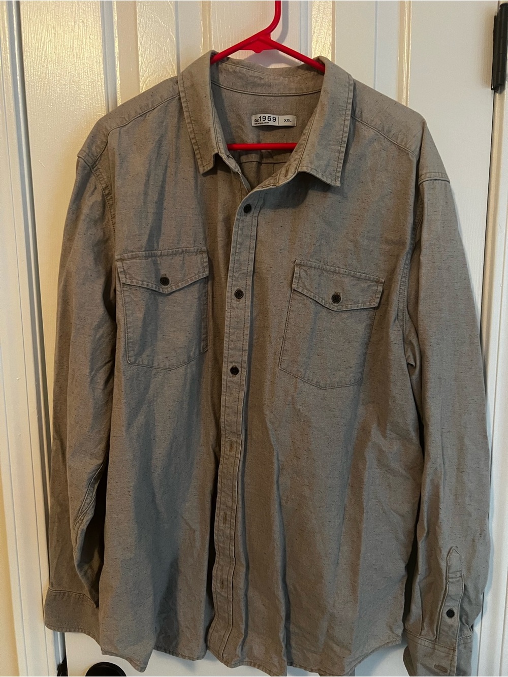 GAP 1969 Speckled Light Gray Button-Up Shirt Jacket
